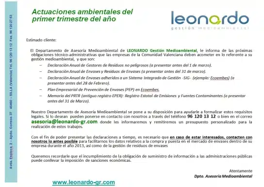 Acciones ambientales del primer trimestre